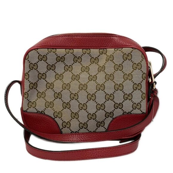 GUCCI Bree Beige Brown Red Jacquard Leather - Shoulder Bag 631-051525 - Picture 2 of 9